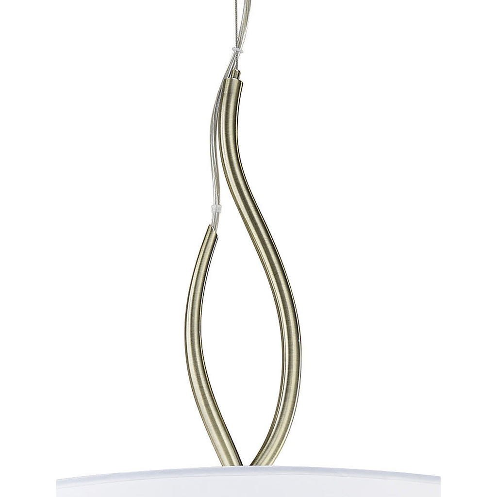 M1922 Ninette Pendant 4 Light E27 Antique Brass Ivory White Shades