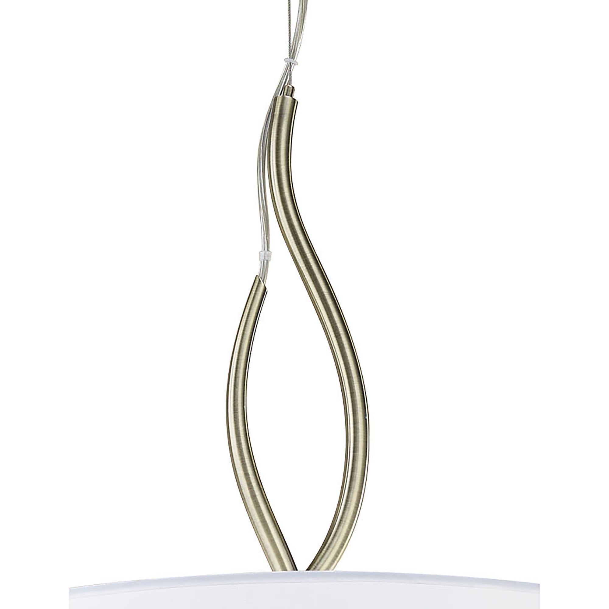 M1922 Ninette Pendant 4 Light E27 Antique Brass Ivory White Shades