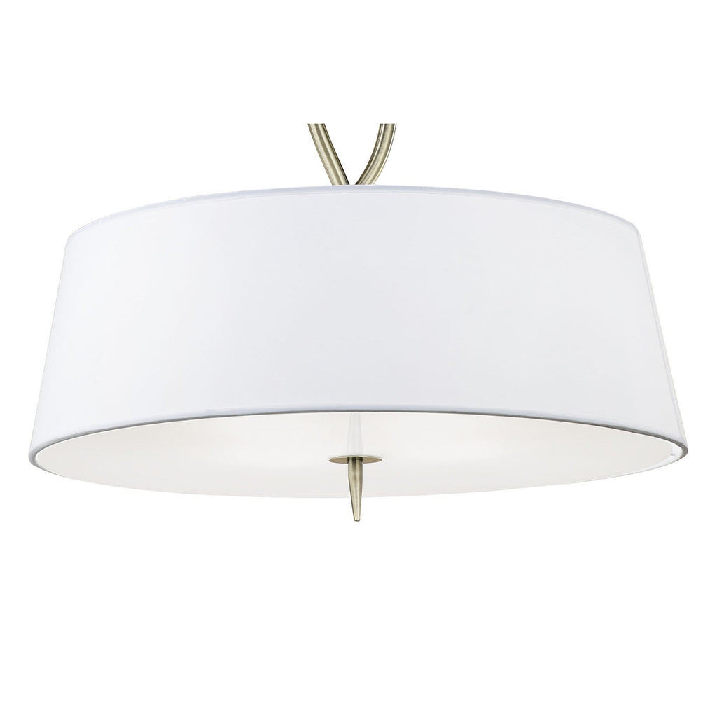 M1922 Ninette Pendant 4 Light E27 Antique Brass Ivory White Shades