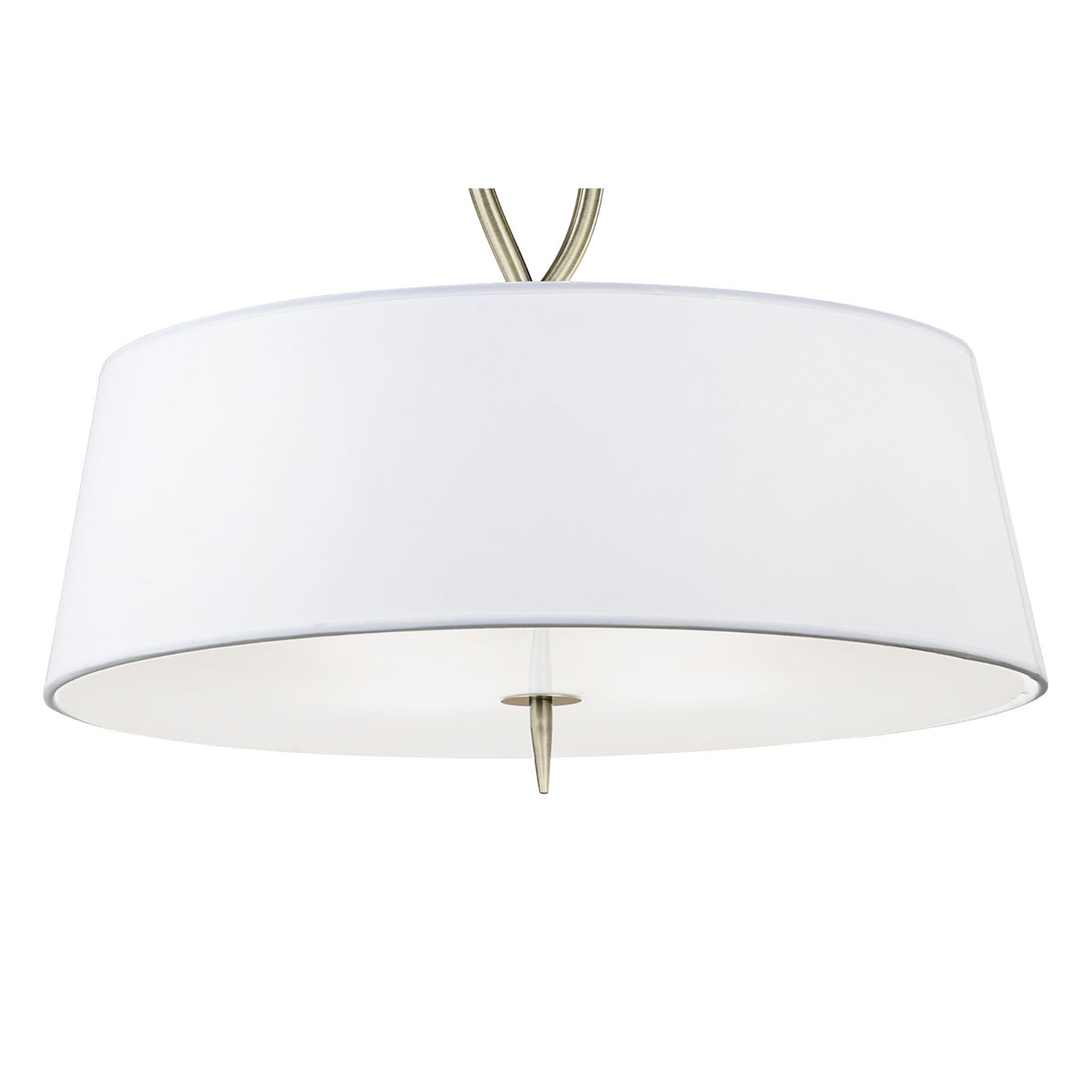 M1922 Ninette Pendant 4 Light E27 Antique Brass Ivory White Shades