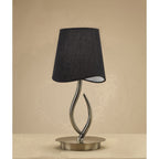 M1925/BS Ninette Table Lamp 1 Light E14 Small Antique Brass Black Shade