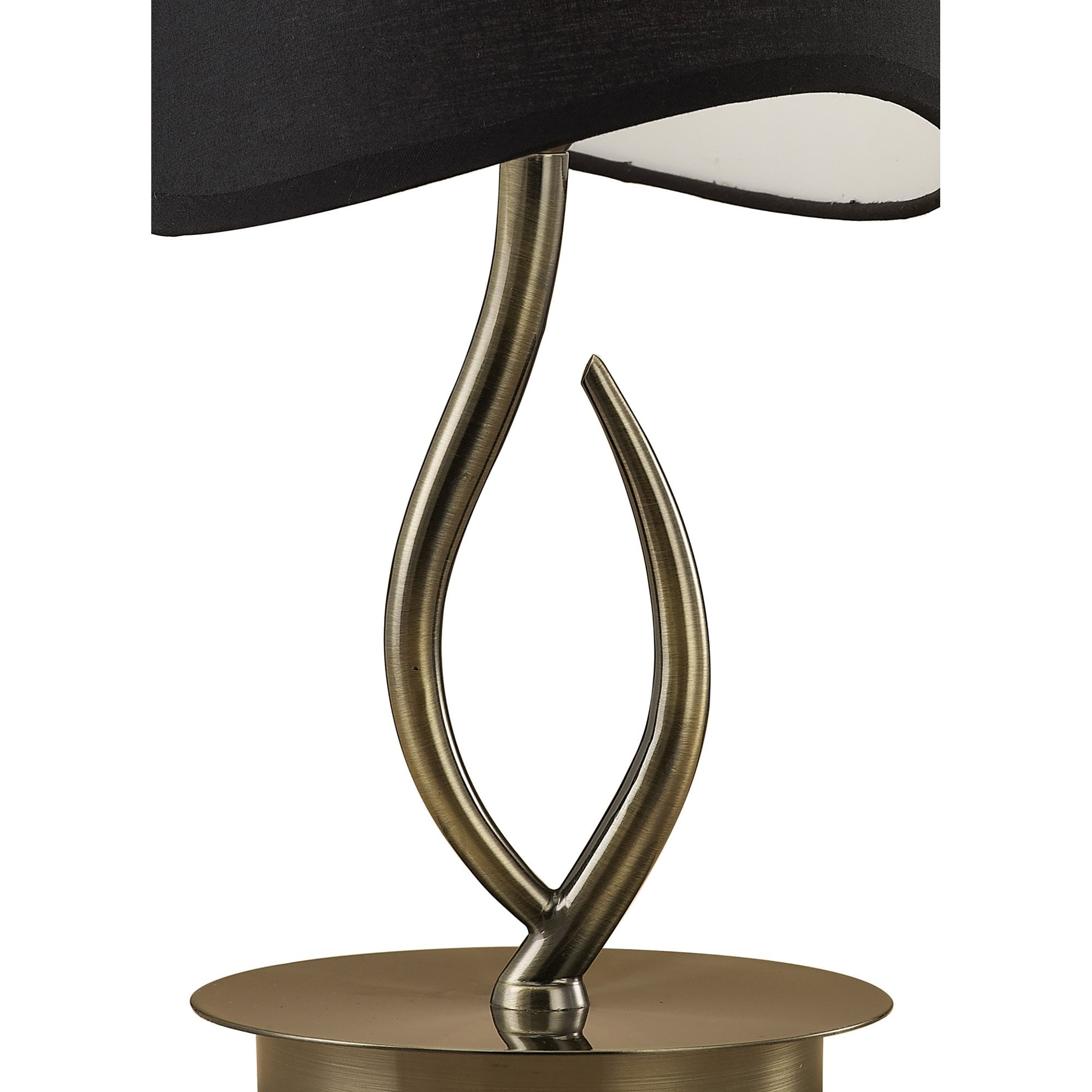 M1925/BS Ninette Table Lamp 1 Light E14 Small Antique Brass Black Shade