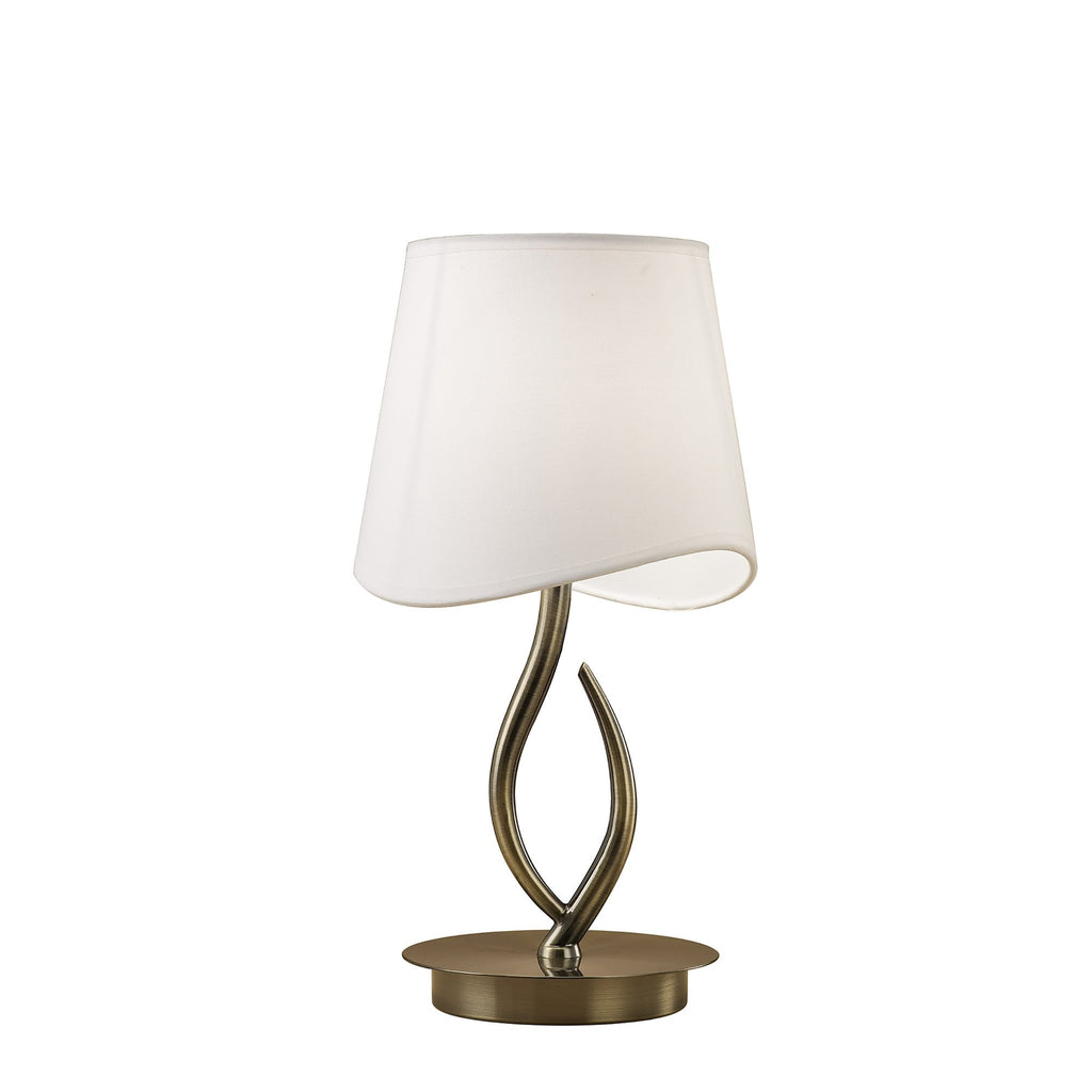 M1925 Ninette Table Lamp 1 Light E14 Small Antique Brass Ivory White Shade