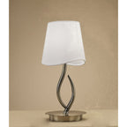 M1925 Ninette Table Lamp 1 Light E14 Small Antique Brass Ivory White Shade