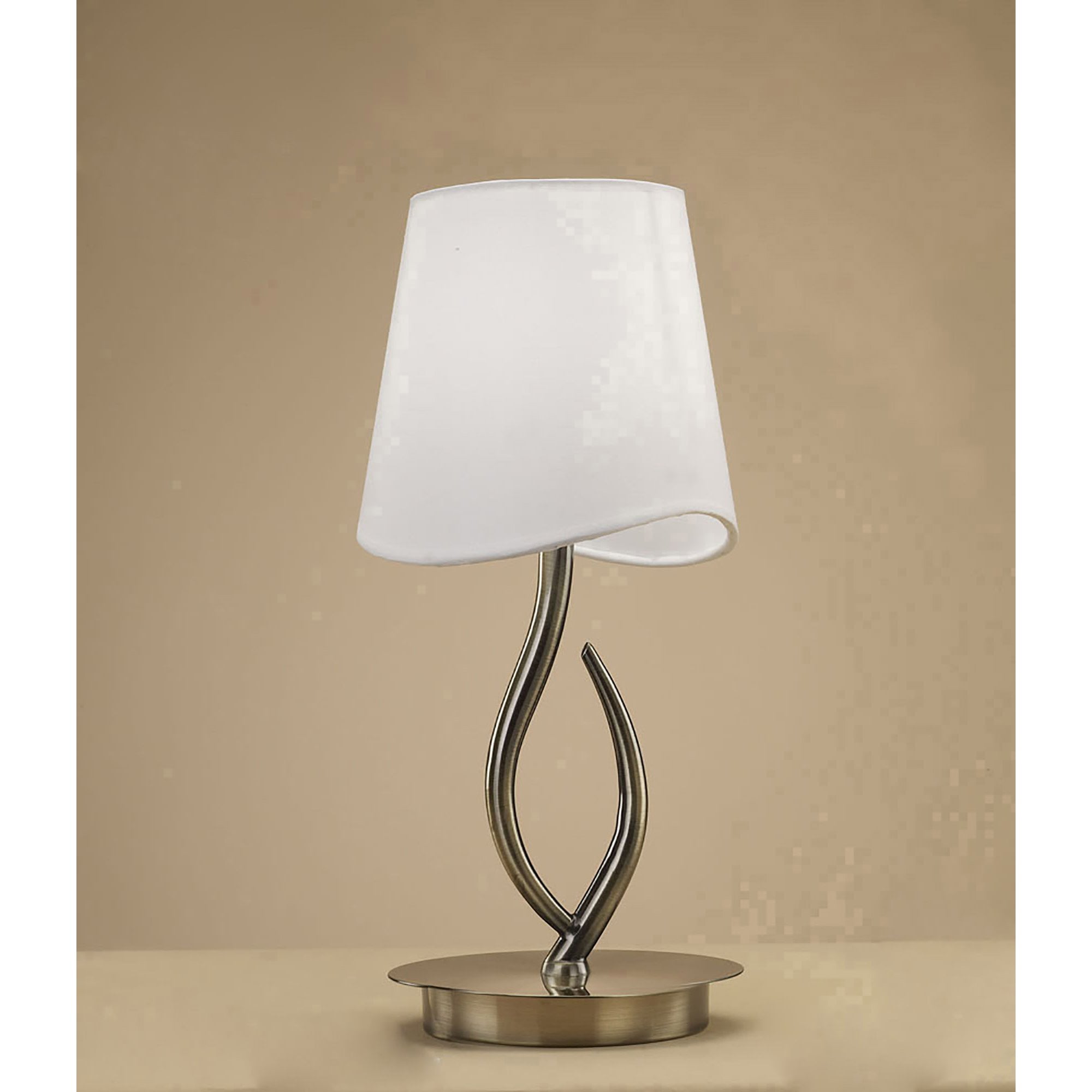 M1925 Ninette Table Lamp 1 Light E14 Small Antique Brass Ivory White Shade