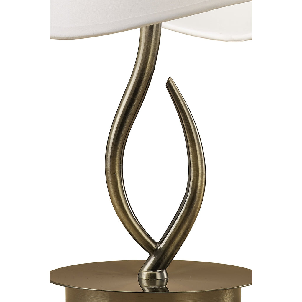M1925 Ninette Table Lamp 1 Light E14 Small Antique Brass Ivory White Shade