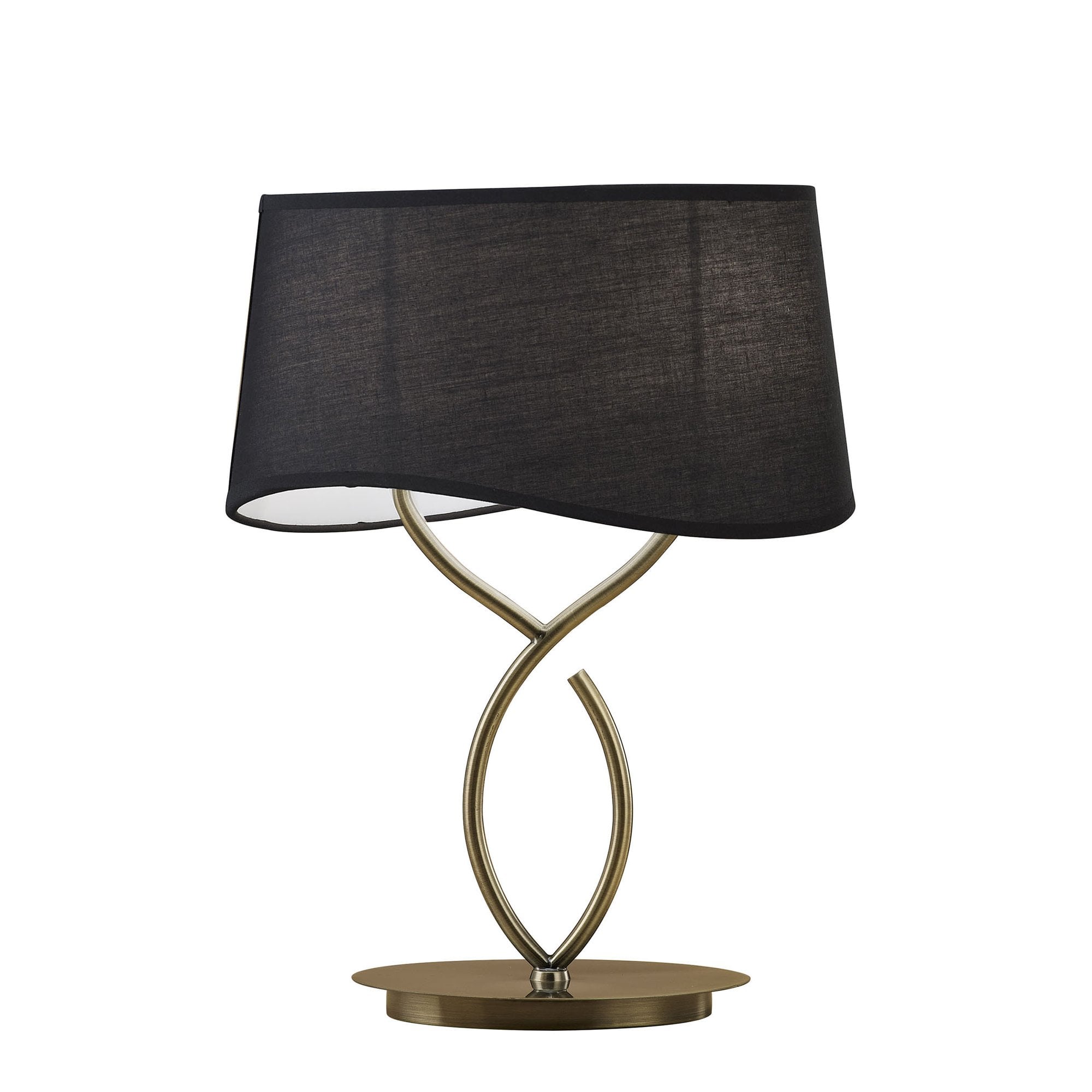 M1926/BS Ninette Table Lamp 2 Light E14 Large Antique Brass Black Shade