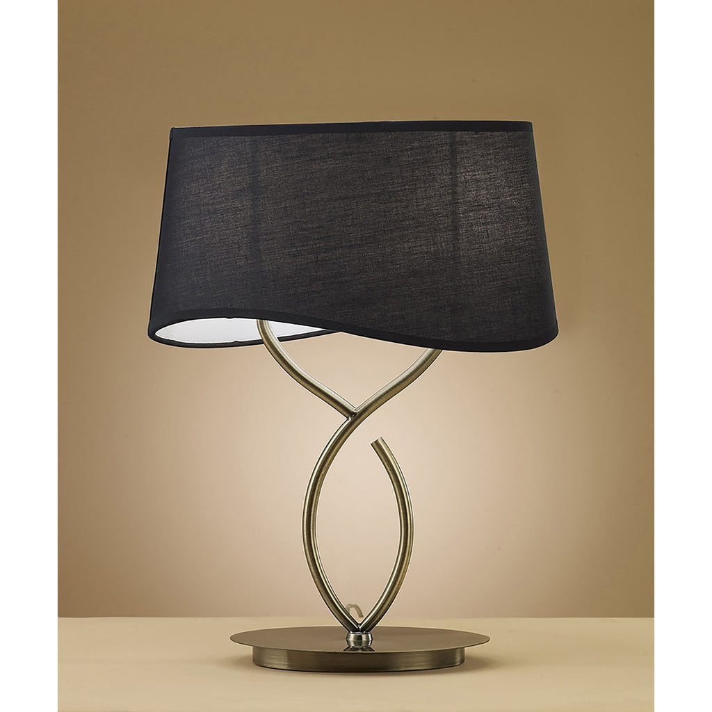 M1926/BS Ninette Table Lamp 2 Light E14 Large Antique Brass Black Shade