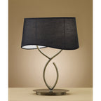 M1926/BS Ninette Table Lamp 2 Light E14 Large Antique Brass Black Shade