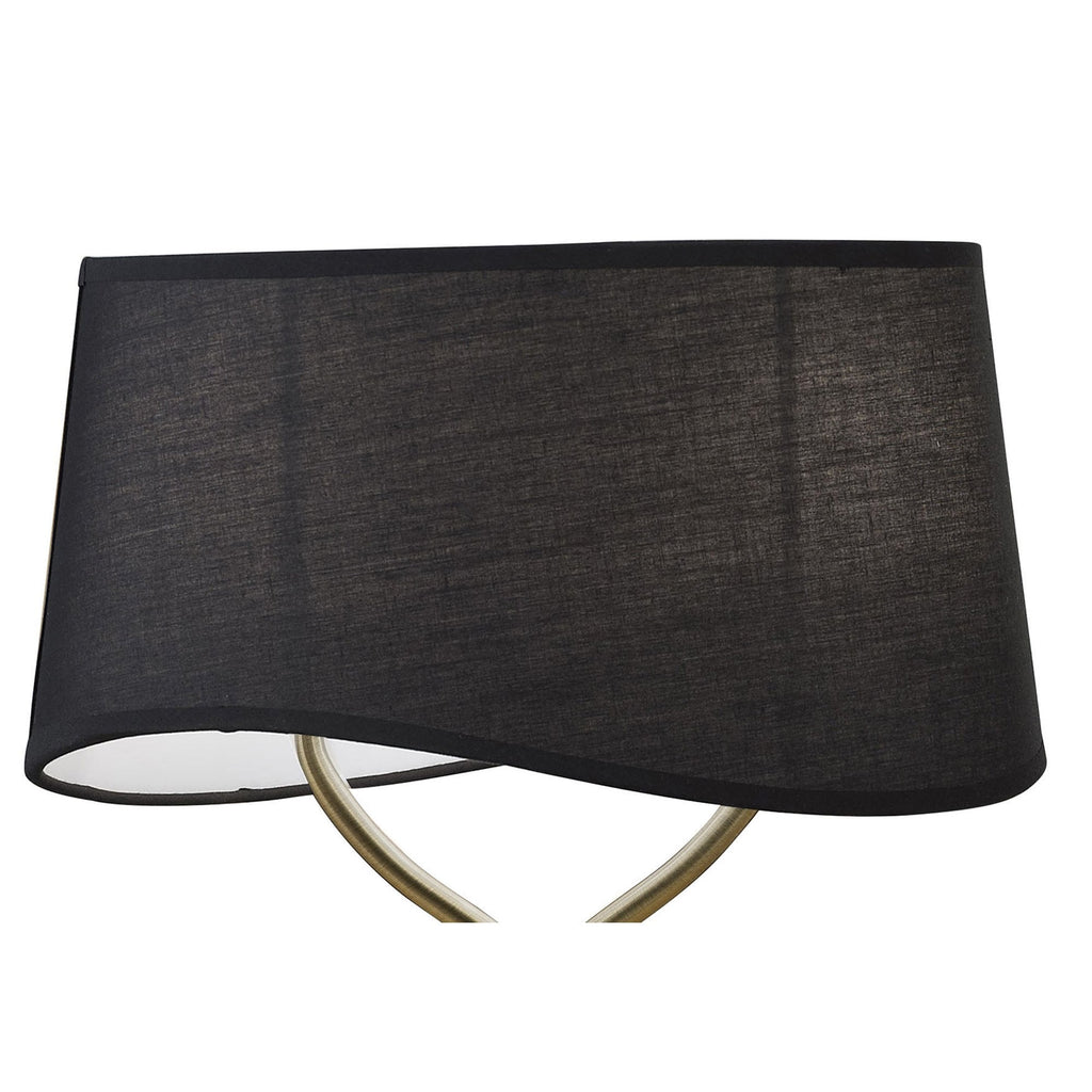 M1926/BS Ninette Table Lamp 2 Light E14 Large Antique Brass Black Shade