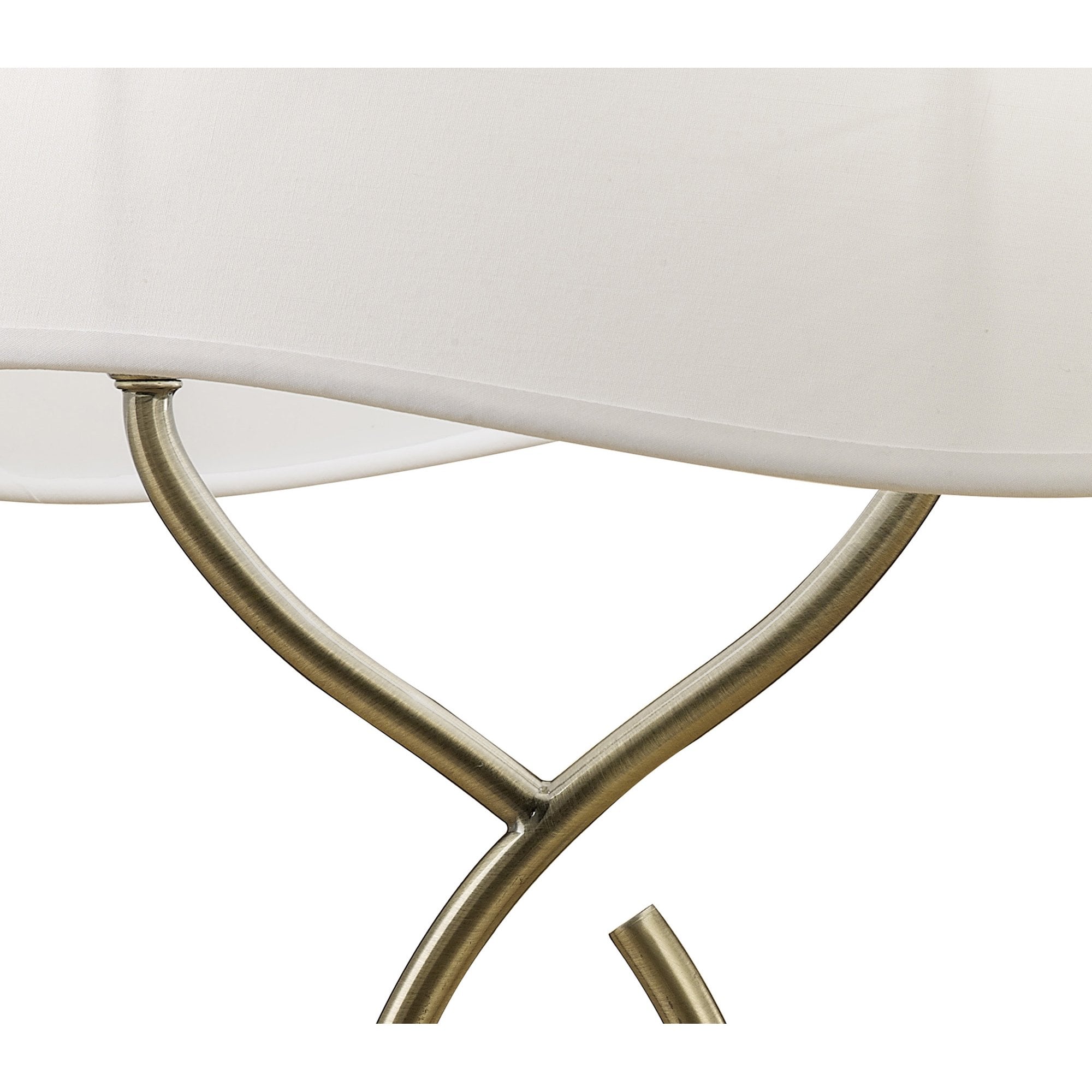 M1926 Ninette Table Lamp 2 Light E14 Large Antique Brass Ivory White Shade