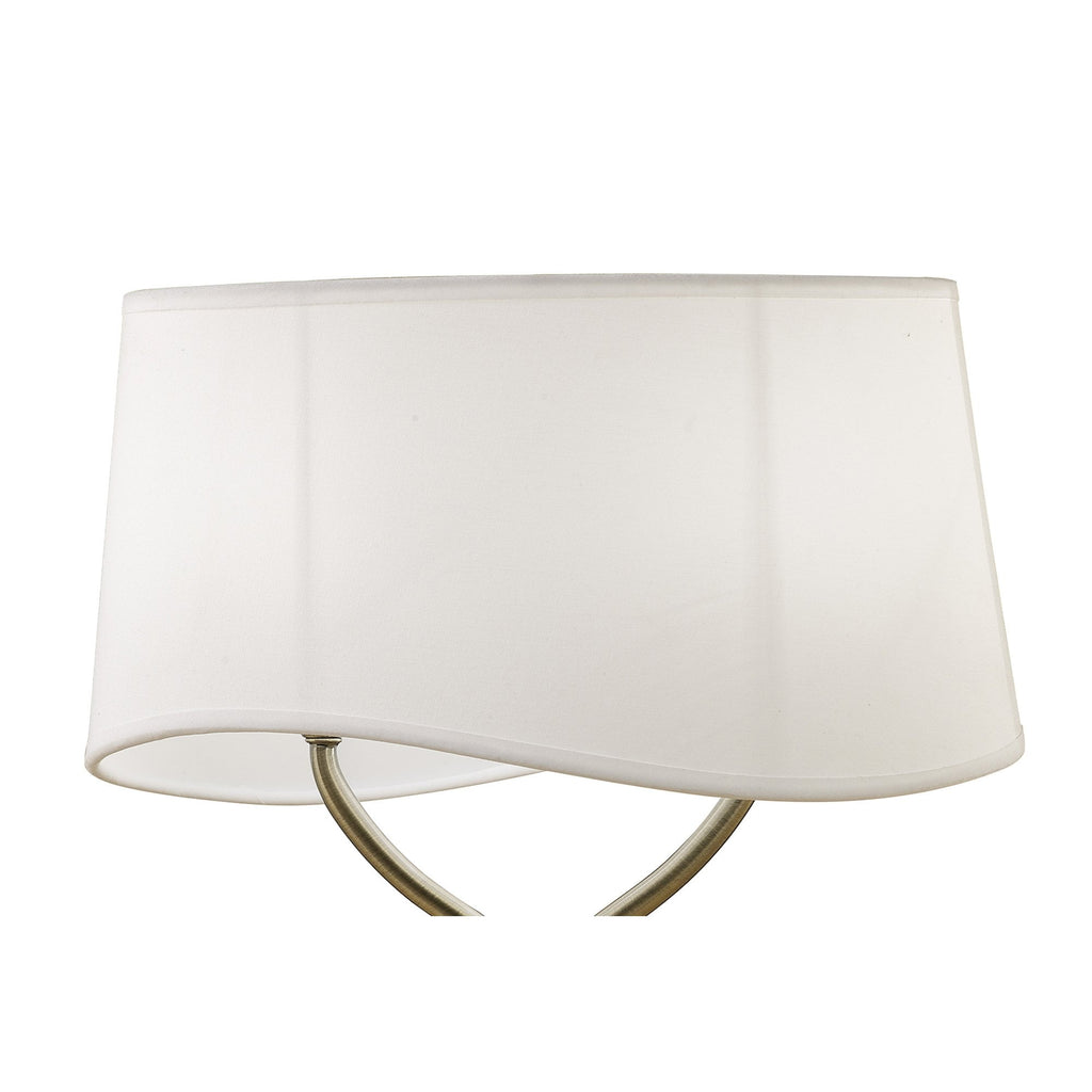 M1926 Ninette Table Lamp 2 Light E14 Large Antique Brass Ivory White Shade