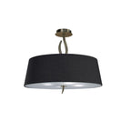 M1928/BS Ninette Semi Flush 4 Light E27 Antique Brass Black Shade