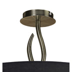 M1928/BS Ninette Semi Flush 4 Light E27 Antique Brass Black Shade