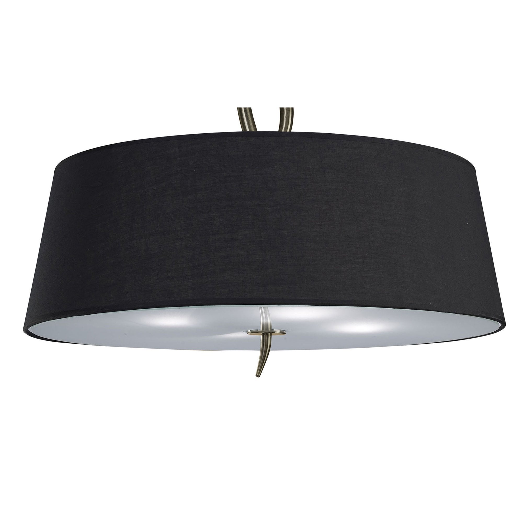 M1928/BS Ninette Semi Flush 4 Light E27 Antique Brass Black Shade