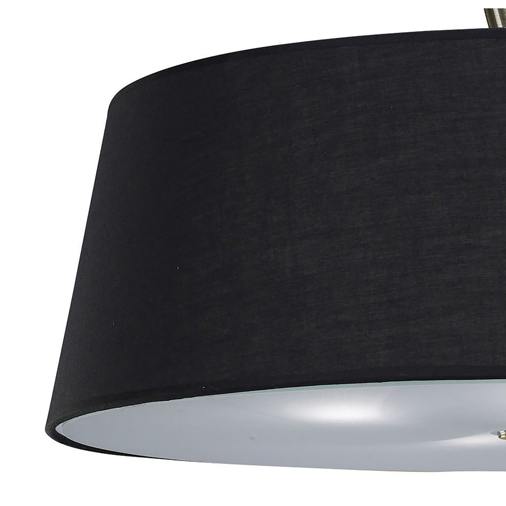 M1928/BS Ninette Semi Flush 4 Light E27 Antique Brass Black Shade