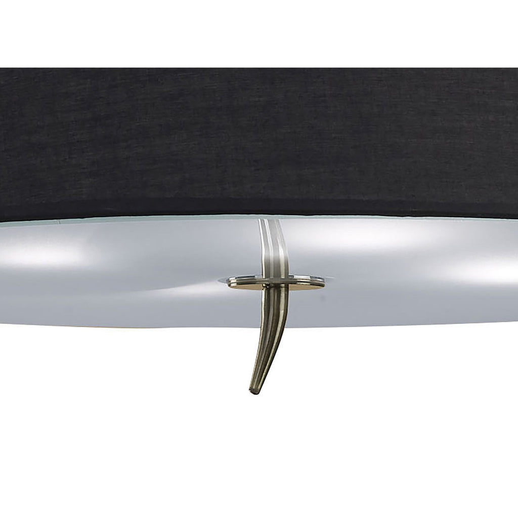 M1928/BS Ninette Semi Flush 4 Light E27 Antique Brass Black Shade