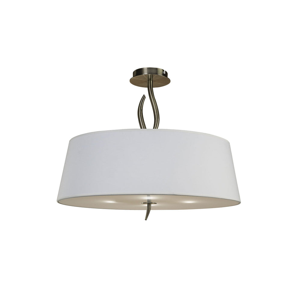 M1928 Ninette Semi Flush 4 Light E27 Antique Brass Ivory White Shade (S)