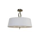 M1928 Ninette Semi Flush 4 Light E27 Antique Brass Ivory White Shade (S)