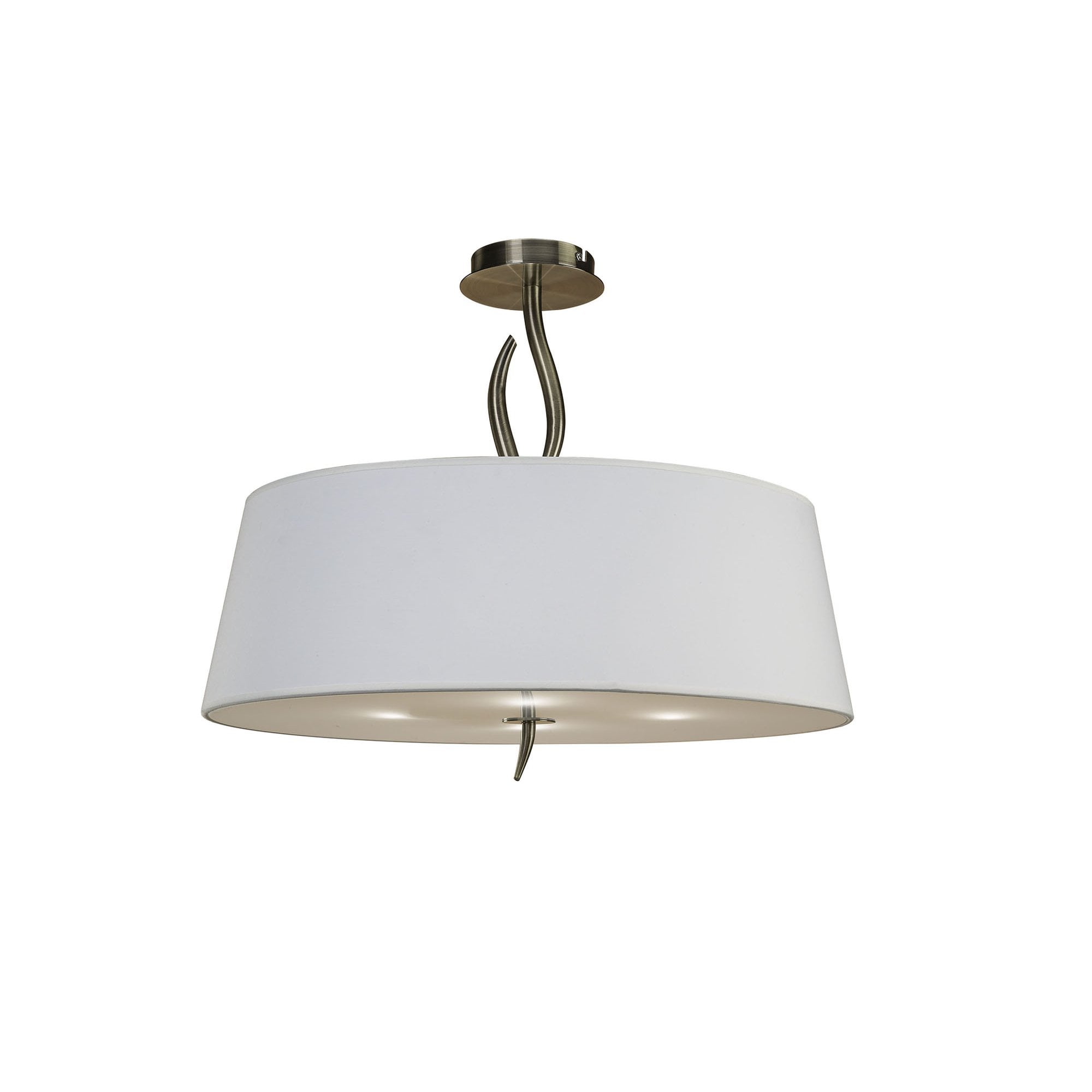 M1928 Ninette Semi Flush 4 Light E27 Antique Brass Ivory White Shade (S)