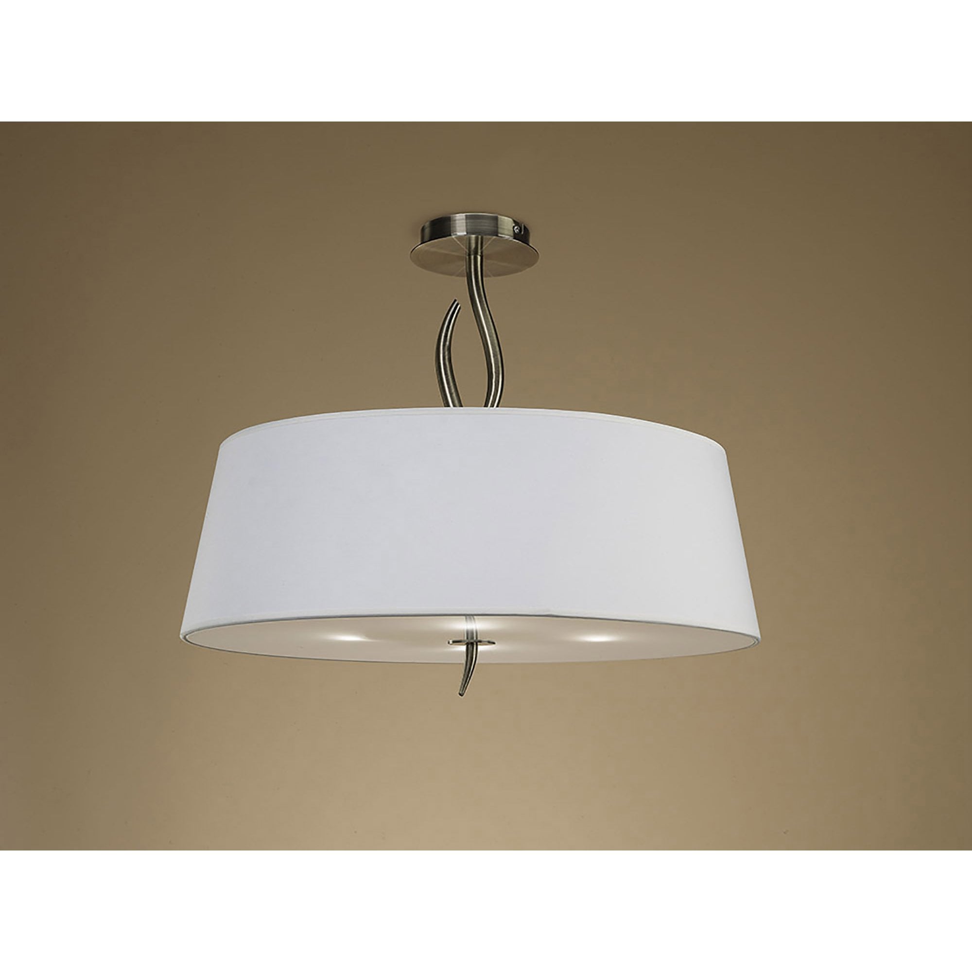 M1928 Ninette Semi Flush 4 Light E27 Antique Brass Ivory White Shade (S)