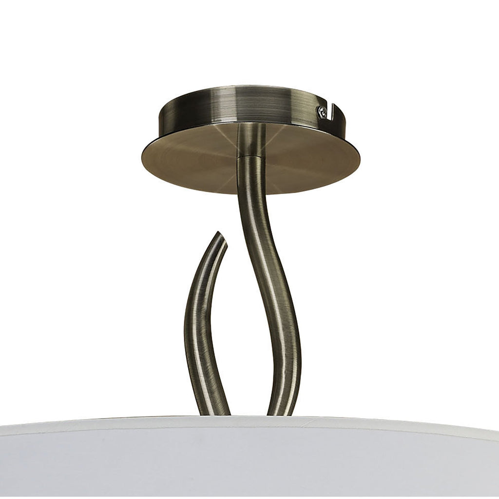 M1928 Ninette Semi Flush 4 Light E27 Antique Brass Ivory White Shade (S)