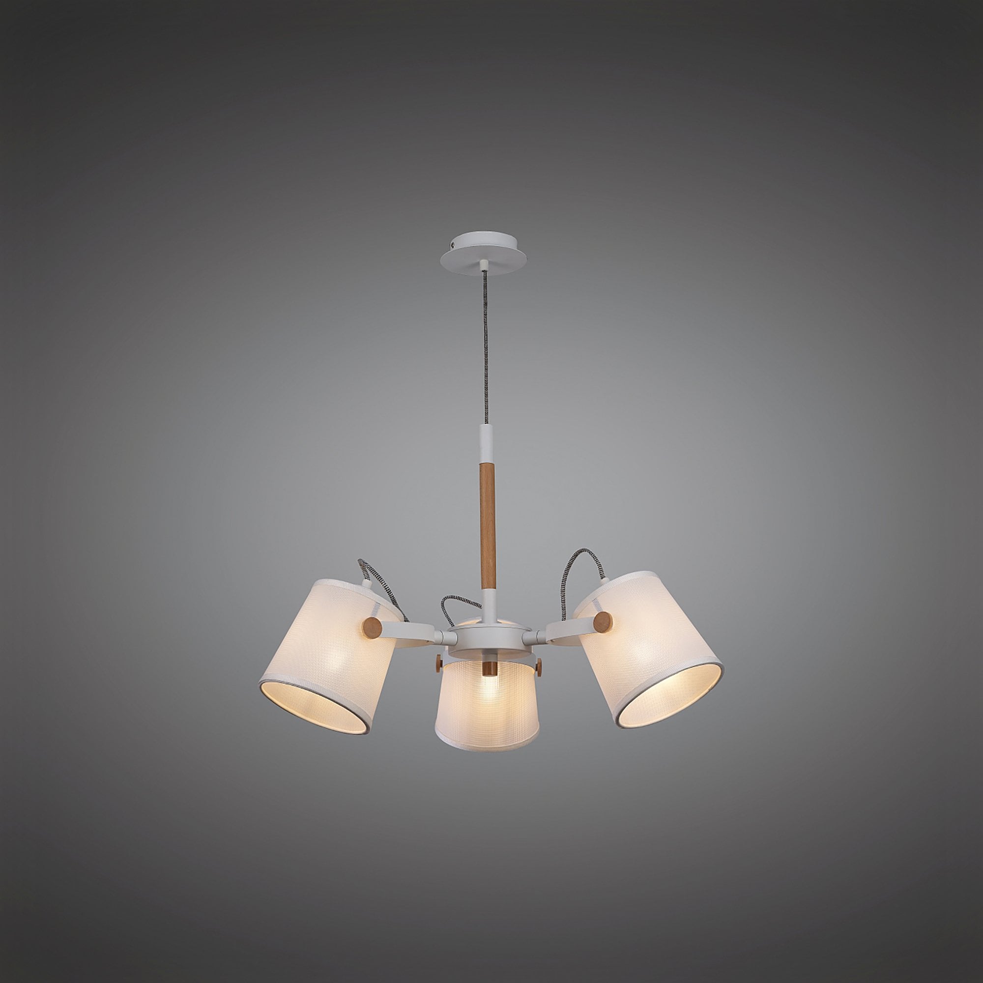 M5461 Nordica II Position Pendant 3 Light 3x23W E27 White/Beech White Shades