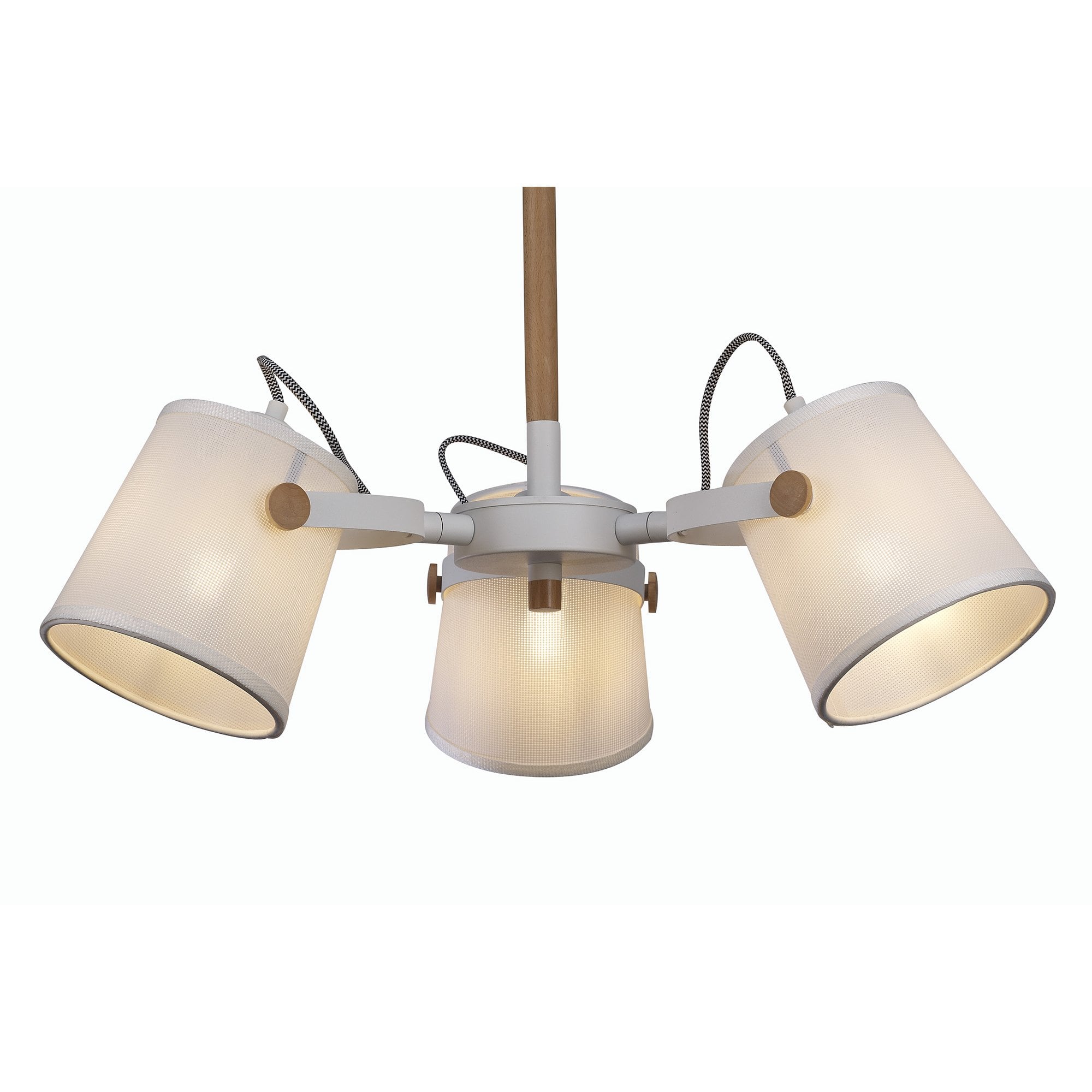M5461 Nordica II Position Pendant 3 Light 3x23W E27 White/Beech White Shades