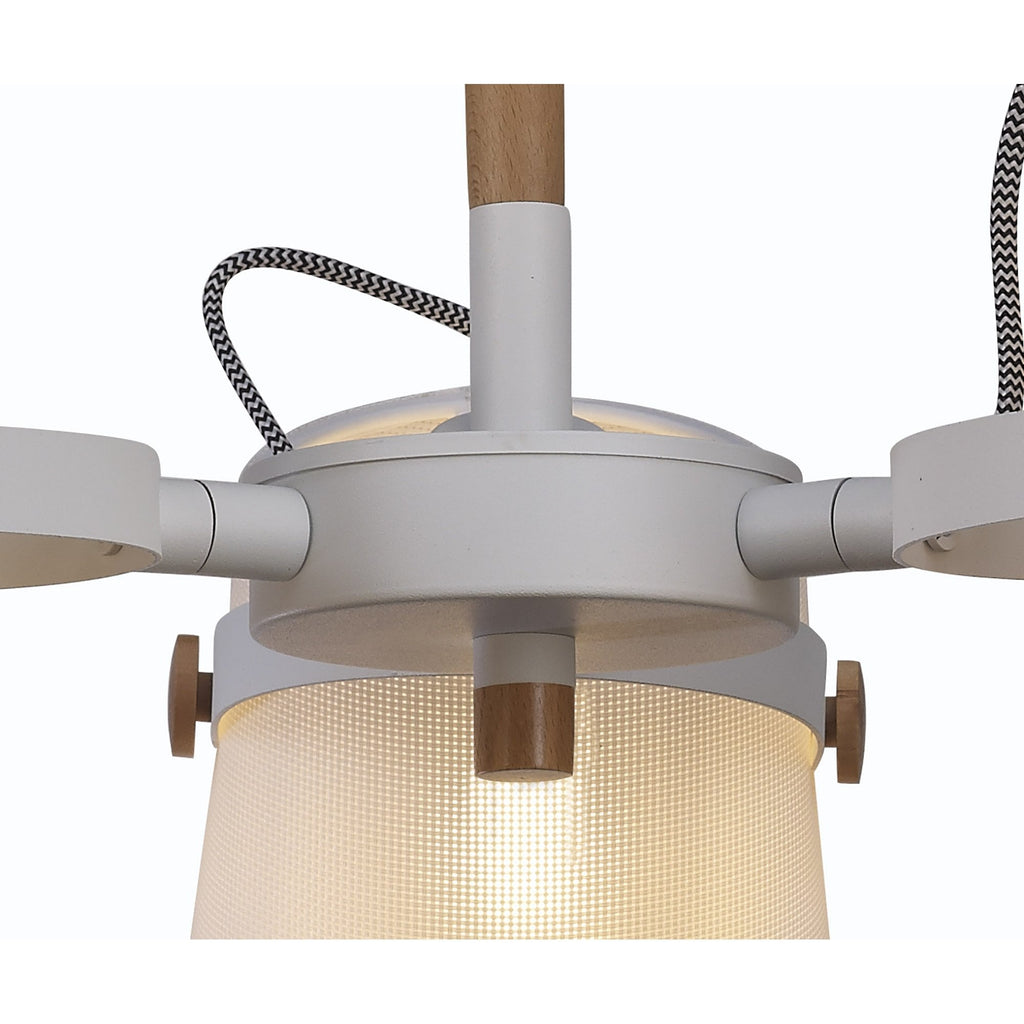 M5461 Nordica II Position Pendant 3 Light 3x23W E27 White/Beech White Shades