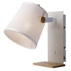 M5462 Nordica II Position Switched Wall Light USB Socket 1 Light White/Beech White Shade