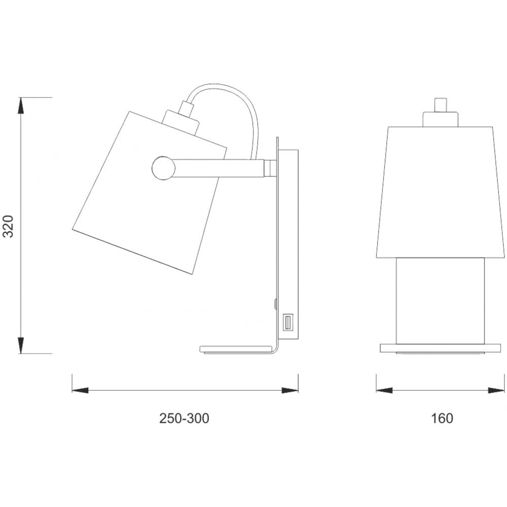 M5462 Nordica II Position Switched Wall Light USB Socket 1 Light White/Beech White Shade