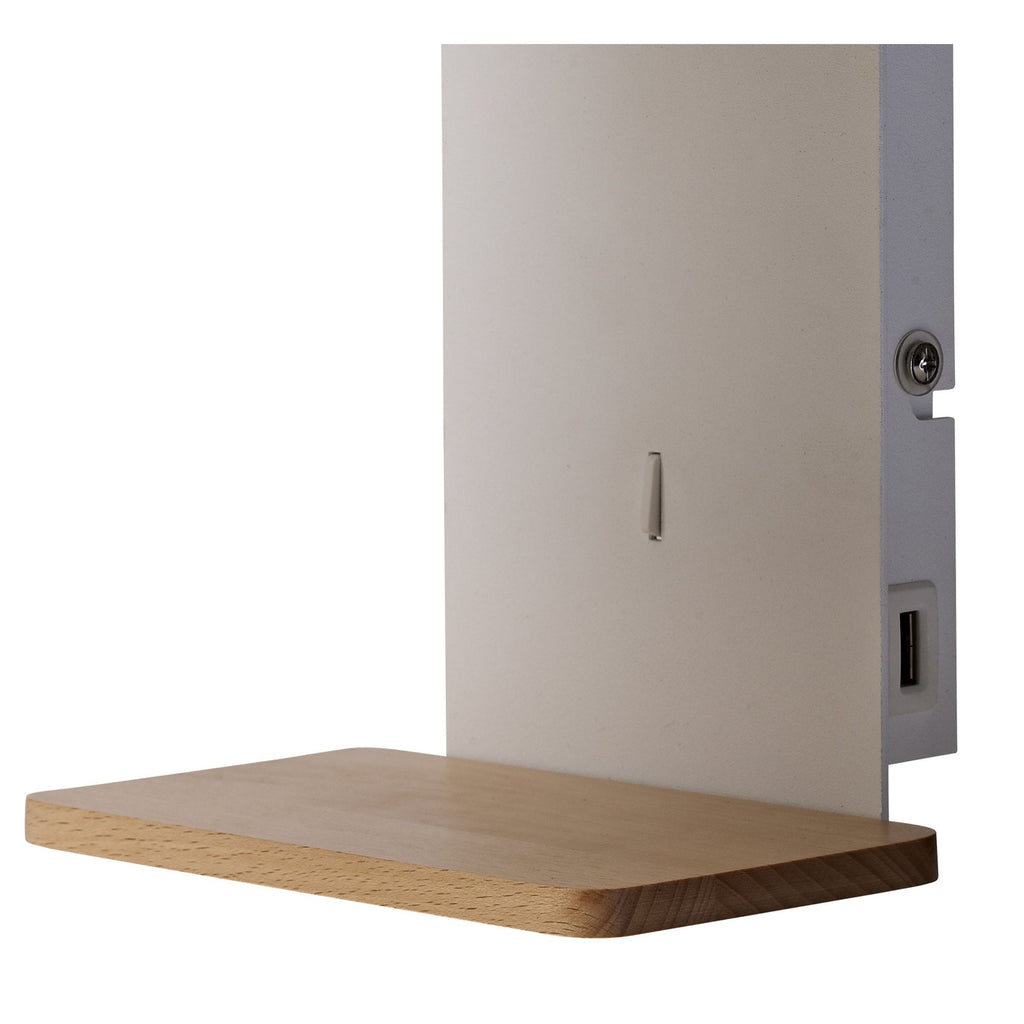 M5462 Nordica II Position Switched Wall Light USB Socket 1 Light White/Beech White Shade
