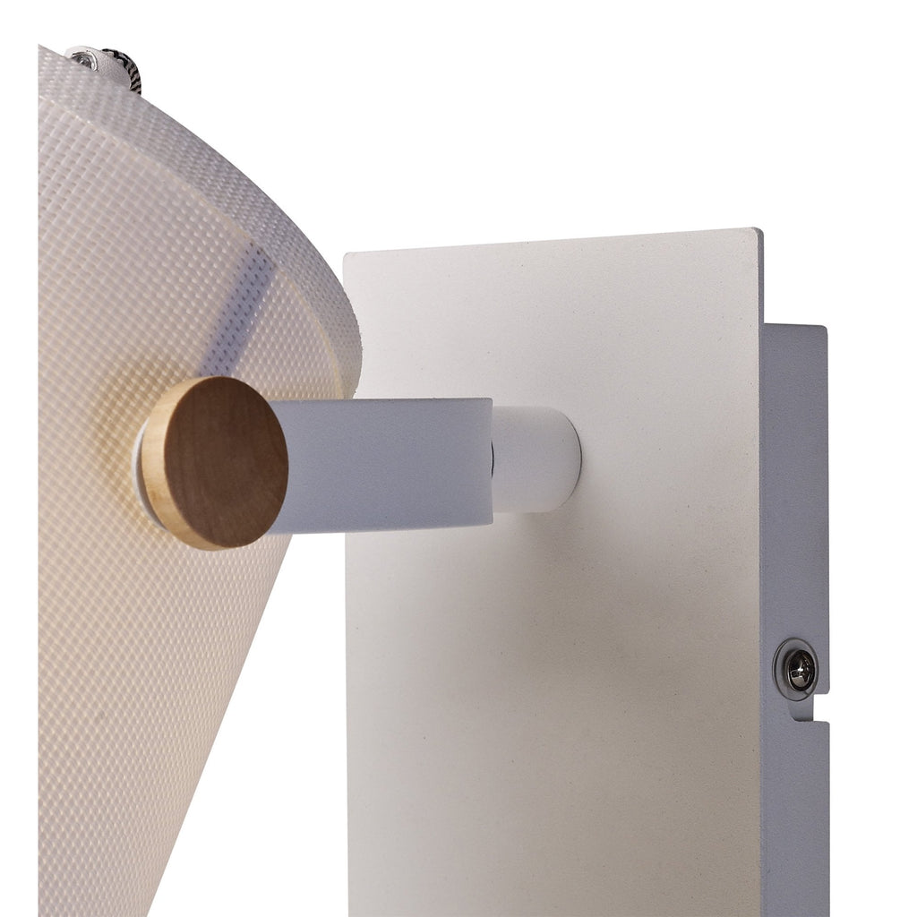 M5462 Nordica II Position Switched Wall Light USB Socket 1 Light White/Beech White Shade