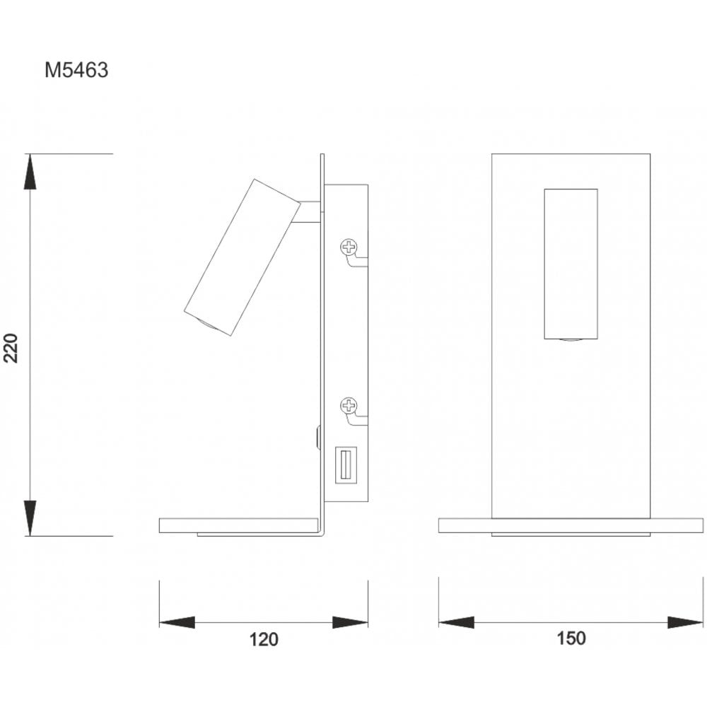 M5463 Nordica II Position Switched Wall Light USB Socket LED White/Beech