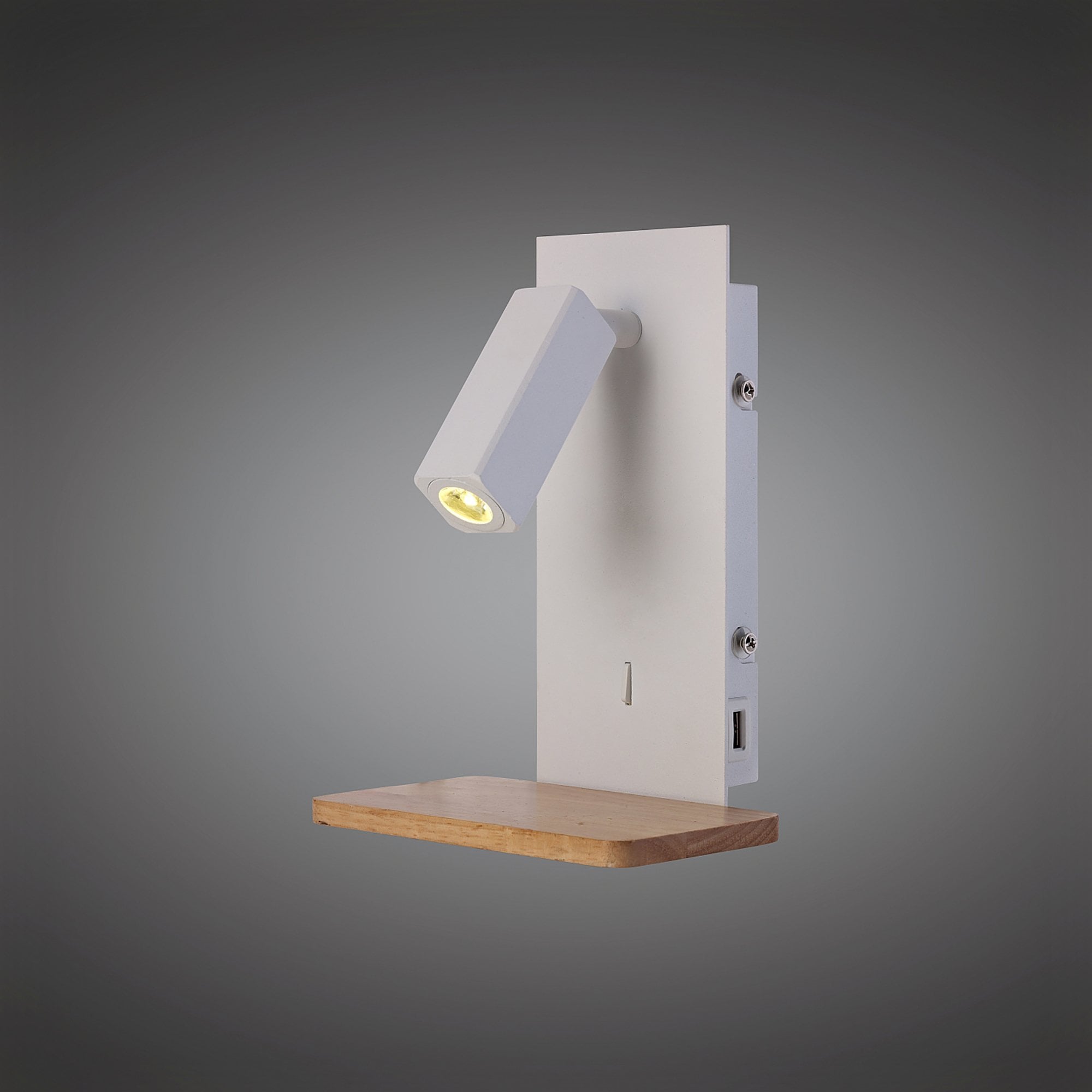 M5463 Nordica II Position Switched Wall Light USB Socket LED White/Beech