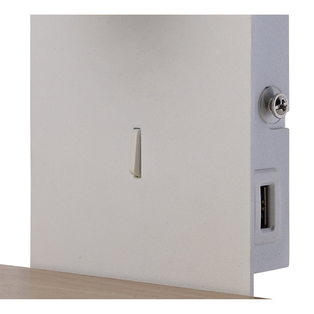 M5463 Nordica II Position Switched Wall Light USB Socket LED White/Beech