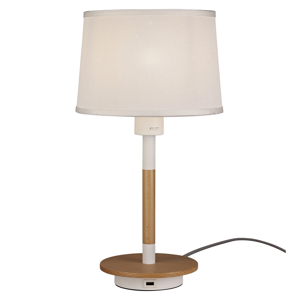 M5464 Nordica II Table Lamp USB Socket 1 Light White/Beech White Shade