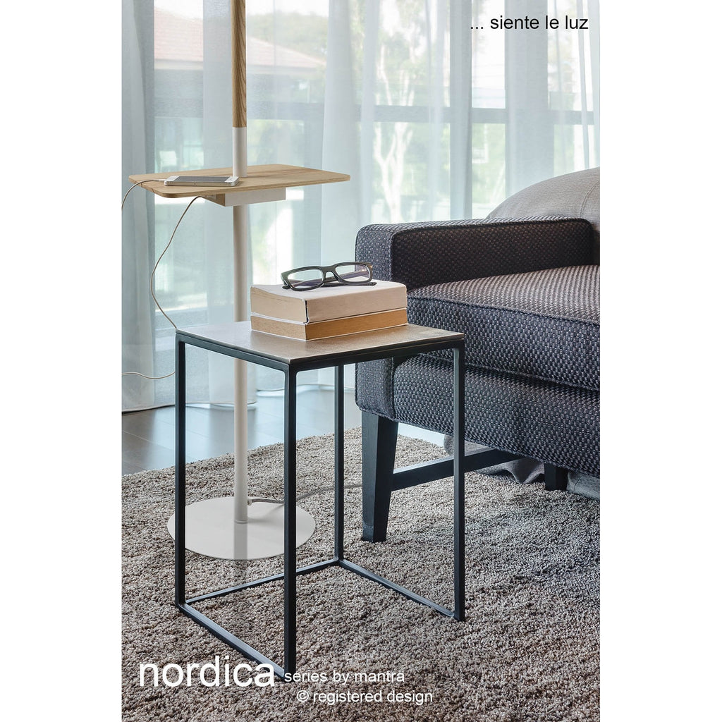 M5464 Nordica II Table Lamp USB Socket 1 Light White/Beech White Shade