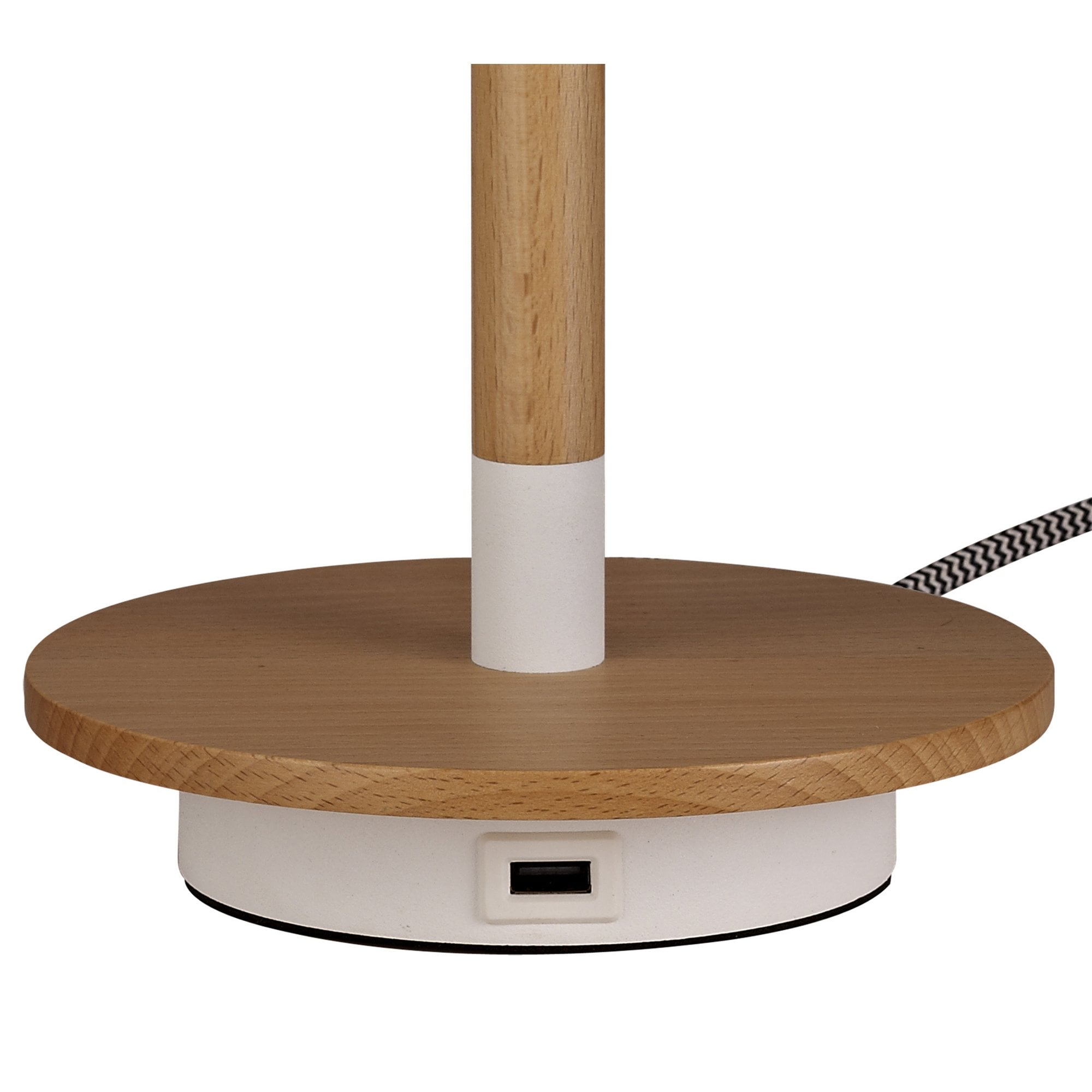 M5464 Nordica II Table Lamp USB Socket 1 Light White/Beech White Shade