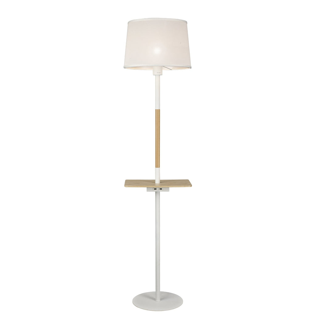 M5465 Nordica II Floor Lamp USB Socket 1 Light White/Beech White Shade