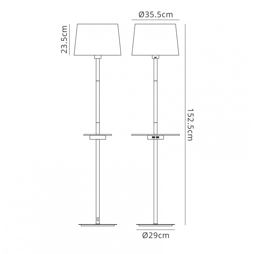 M5465 Nordica II Floor Lamp USB Socket 1 Light White/Beech White Shade