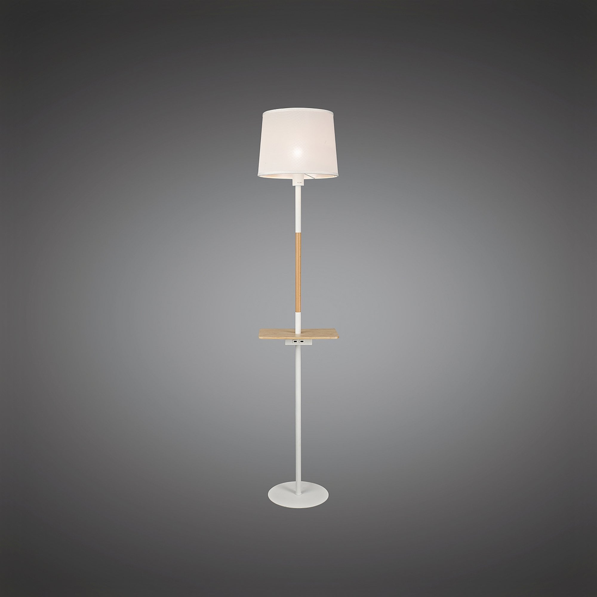 M5465 Nordica II Floor Lamp USB Socket 1 Light White/Beech White Shade