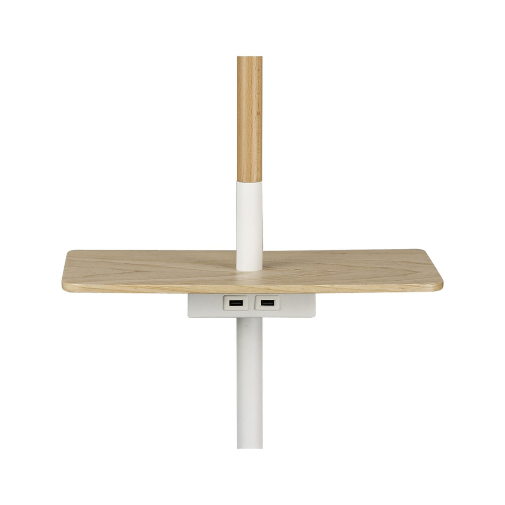M5465 Nordica II Floor Lamp USB Socket 1 Light White/Beech White Shade