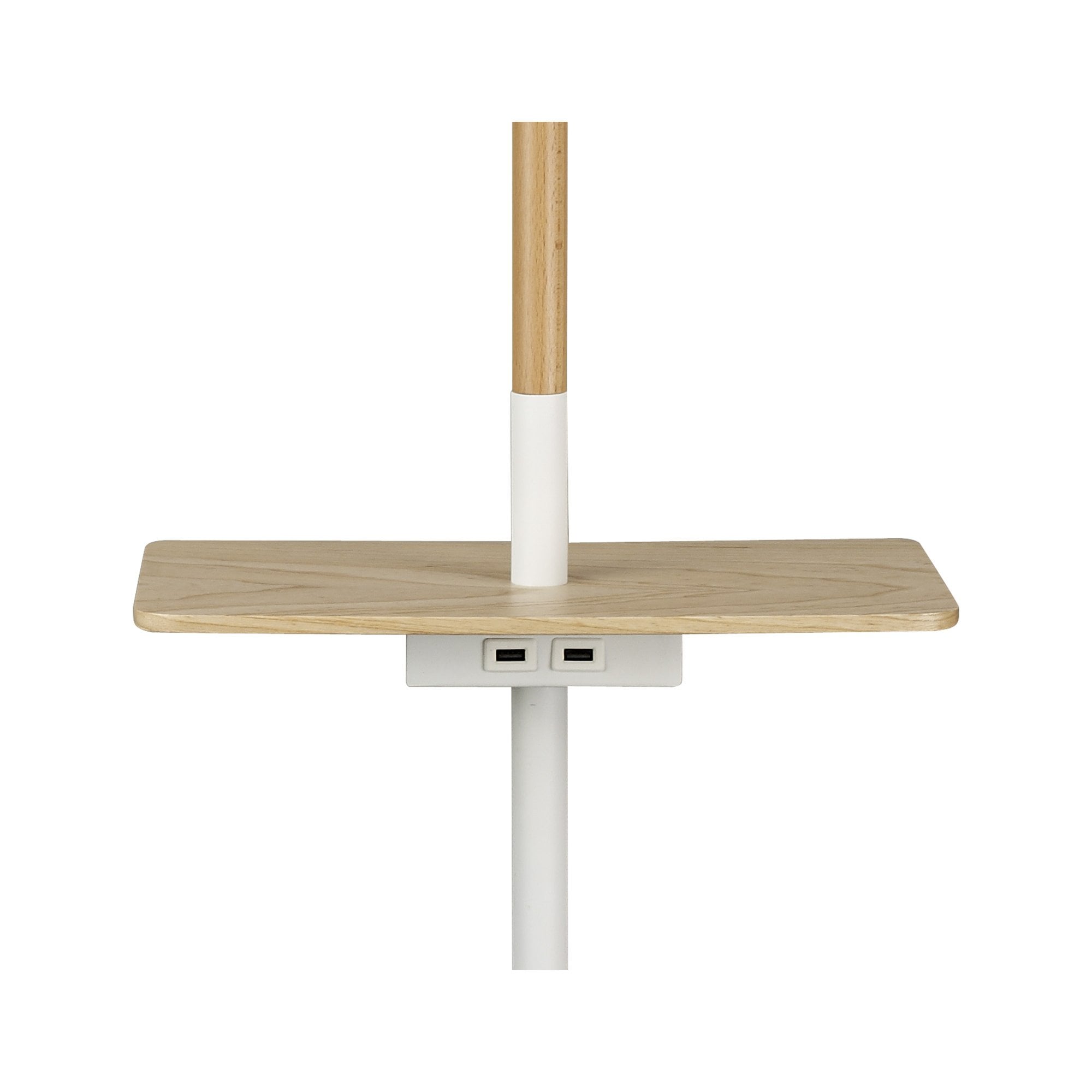 M5465 Nordica II Floor Lamp USB Socket 1 Light White/Beech White Shade