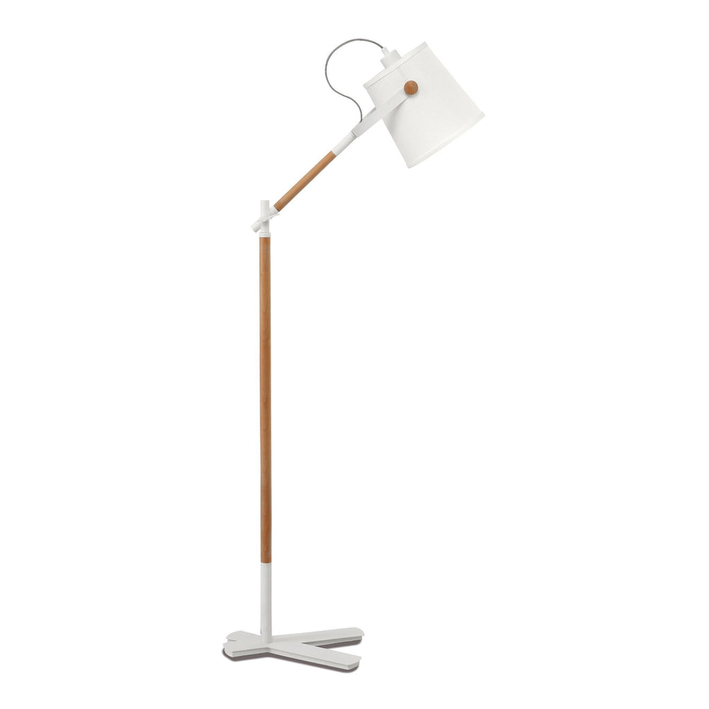 M4920 Nordica Floor Lamp White Shade 1 Light E27 Matt White/Beech Ivory White Shade