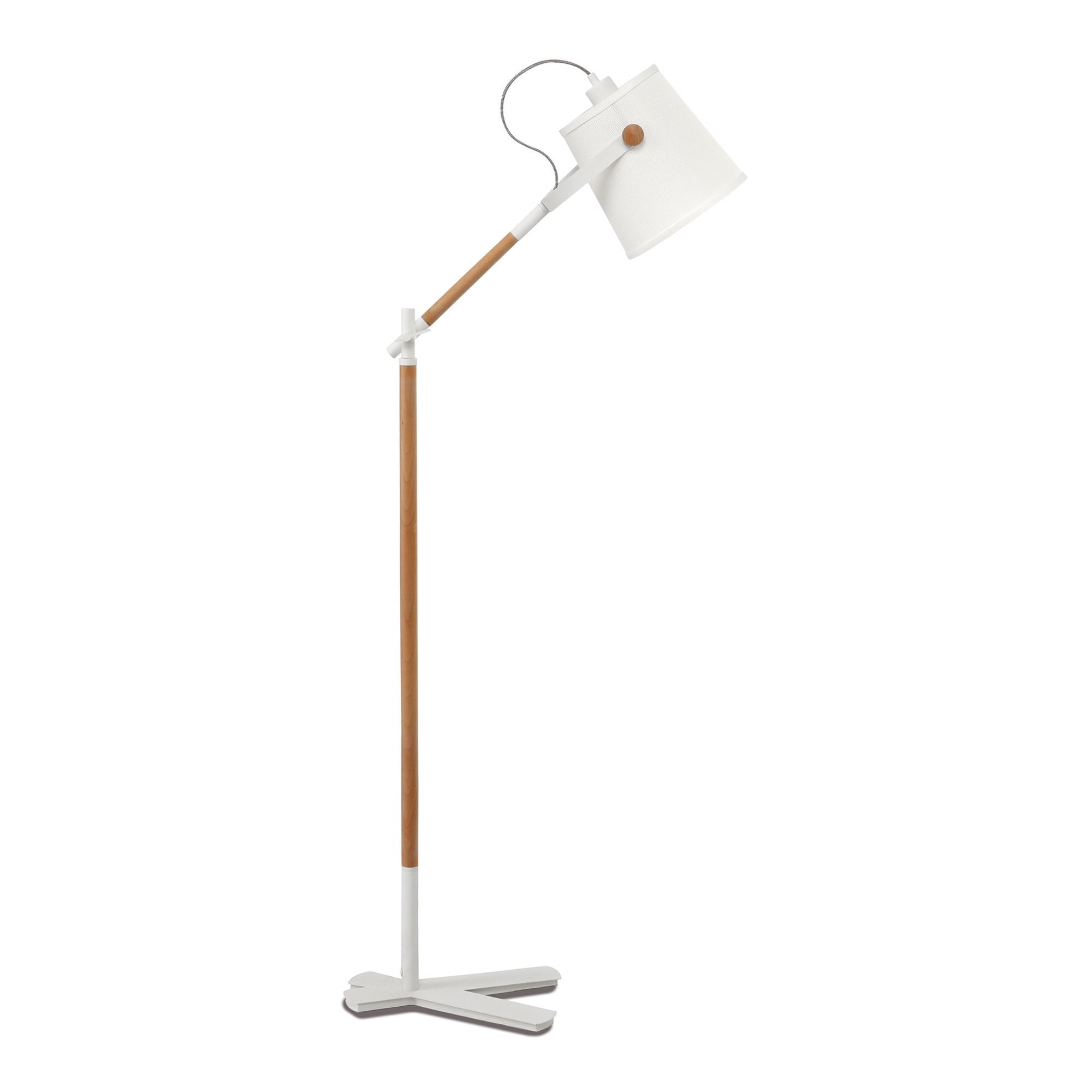 M4920 Nordica Floor Lamp White Shade 1 Light E27 Matt White/Beech Ivory White Shade