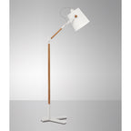 M4920 Nordica Floor Lamp White Shade 1 Light E27 Matt White/Beech Ivory White Shade