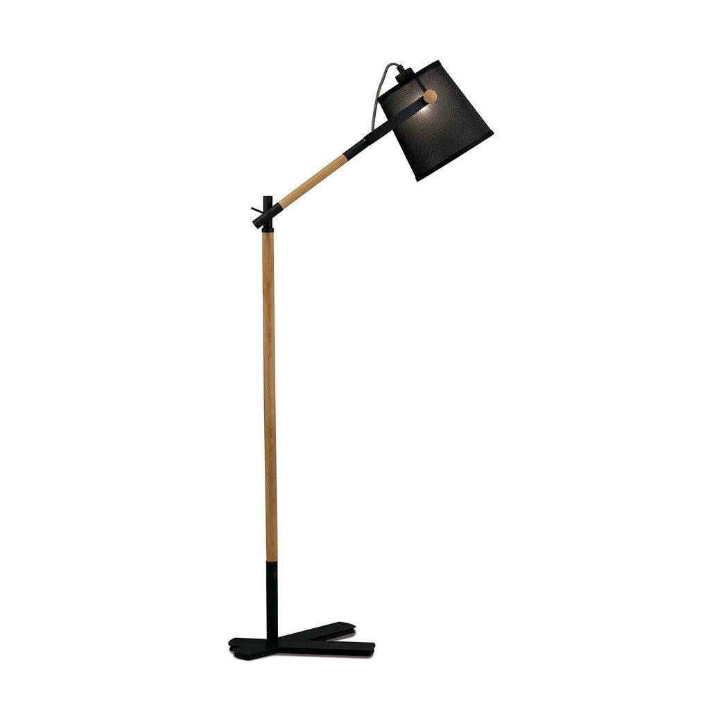 M4921 Nordica Floor Lamp Black Shade 1 Light E27 Matt Black/Beech Black Shade