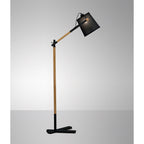 M4921 Nordica Floor Lamp Black Shade 1 Light E27 Matt Black/Beech Black Shade