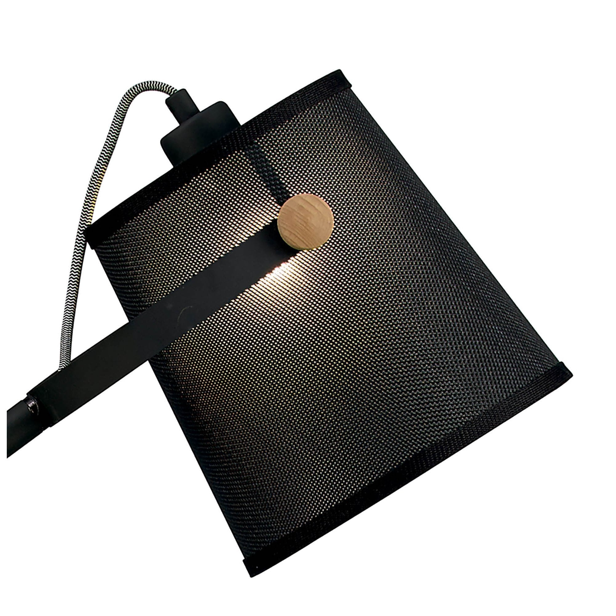 M4921 Nordica Floor Lamp Black Shade 1 Light E27 Matt Black/Beech Black Shade
